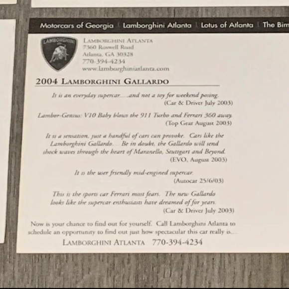 Car Post Cards Spyker C8  Lamborghini Gallardo  Jaguar F-Type Concept - Picture 4 of 5